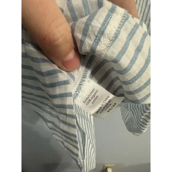 Eberjey NWT Cotton Striped Pajama Top Longsleeve Blue White Sz XS Women - Picture 7 of 8